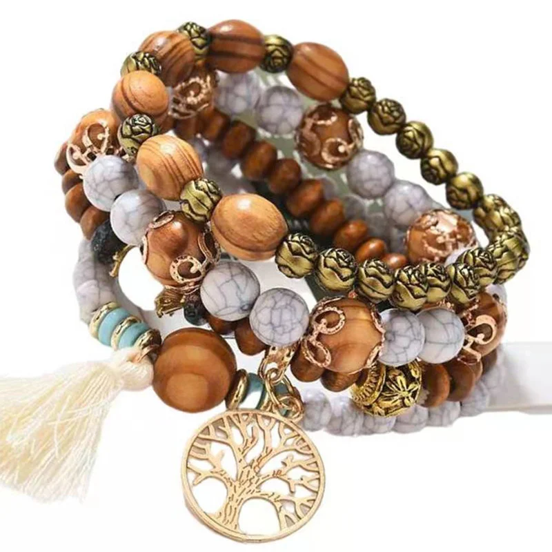 4Pcs Boho Tree Of Life Bracele - đánh giá và giá Vintage Ysl Fashion